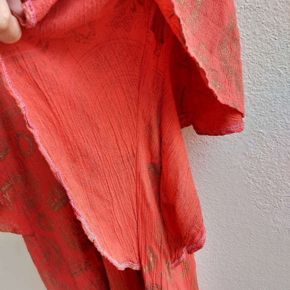 70's Vintage Ruffle Sleeve Maxi Kaftan Dress - Picture 5 of 8
